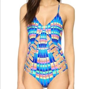 Mara Hoffman Flight Azure Lattice Swimsuit